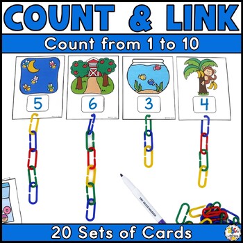 Preview of Chain Link Counting from 1 to 10 Cards - Count, Link, & Write Numbers Activity
