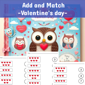Preview of Count and Match: A Kindergarten Workbook - Valentine's Day