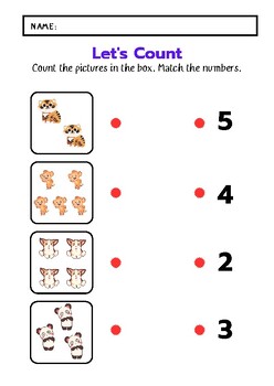 Count and Match Mathematics Worksheet by Miss laddawan | TPT