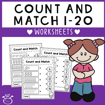 Count and Match | Numbers 1-20 Worksheets by The Blue Sky | TPT