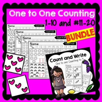 Preview of Count and Write 1-20, One to One Counting 1-20 BUNDLE!