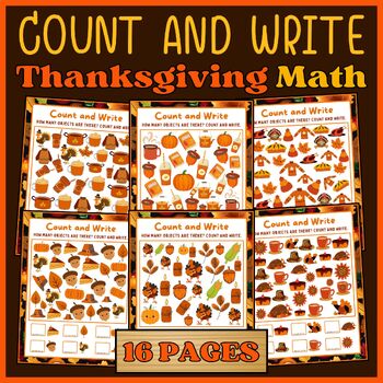 Preview of Count and Write, How Many Objects, Thanksgiving Math