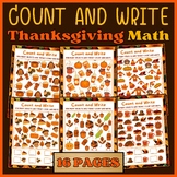 Count and Write, How Many Objects, Thanksgiving Math