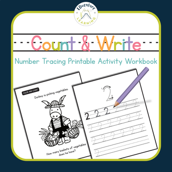 Preview of Count and Write: Number Tracing Printable Activity Workbook