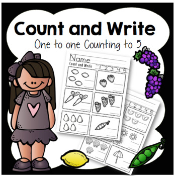 Preview of Count and Write How Many: One to one counting to 5 w/ number formation practice