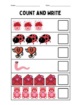 Preview of Count and Write: Valentine's Edition Math Station