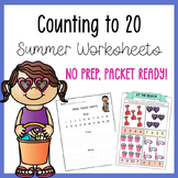 Kindergarten Summer Math Packet for Counting to 20 Workshe