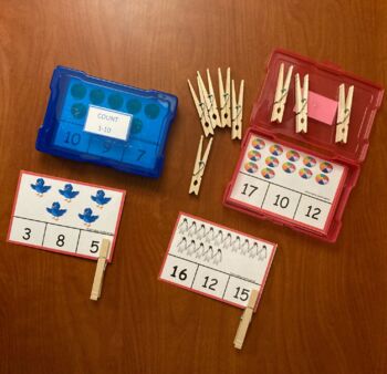 Preview of Count and clip cards 1-20 Prek Kindergarten Math Task Box Activity Motor skills