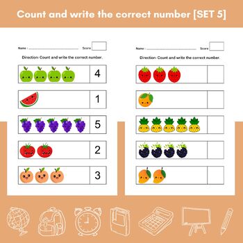 Count and write the correct number [SET 5] by One Dollar One Worksheet