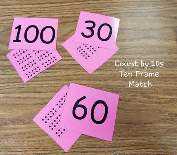 Preview of Count by 10s- Ten Frame Match/Go Fish