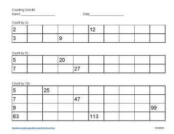 Count by 2, 5 & 10s practice sheet by Inner Daisy | TPT