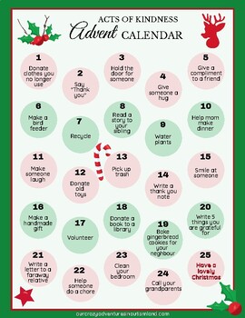 Preview of Count down the days to Christmas with this Acts Of Kindness Advent calendar