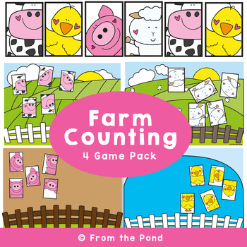 Preview of Farm Animals Number Games for Counting