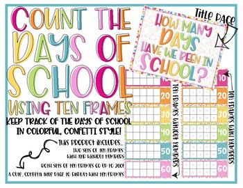 Preview of Count the Days of School Using Ten Frames:  Colorful Confetti Theme