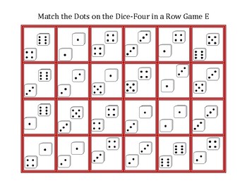 Preview of Count the Dots on the Dice-Four in a Row Game E
