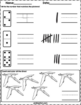 count the quantity dinosaur math worksheets by prekautism tpt