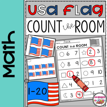 Preview of Count the Room AMERICAN FLAG Math Center - Numbers 1 to 20