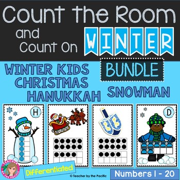 Preview of Count the Room + Count On SNOWMAN | CHRISTMAS | WINTER KIDS | HANUKKAH BUNDLE