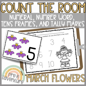 Preview of Count the Room Spring Flowers | Number Recognition 1-10