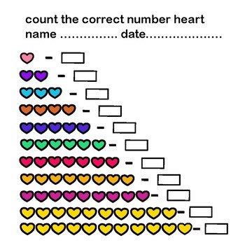 Preview of Count the correct number heart
