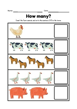 Count the farm animals and write the numbers by Education and Knowledge