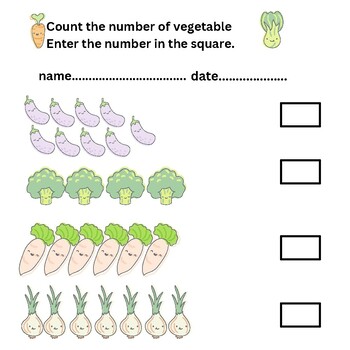 Preview of Count the number of Fruit and Vegetables Cards and Print