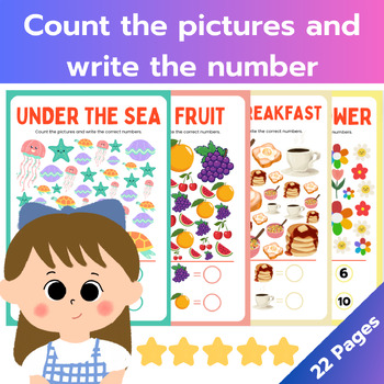 Preview of Count the pictures and write the correct number 1-20