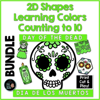 Preview of Count to 10 2D Shapes Colors Dia de los Muertos BUNDLE