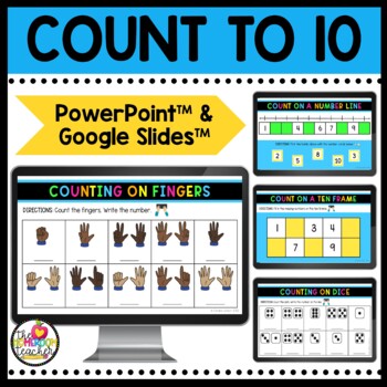 Preview of Count to 10 Math Activities and Worksheets Digital Google Slides PowerPoint