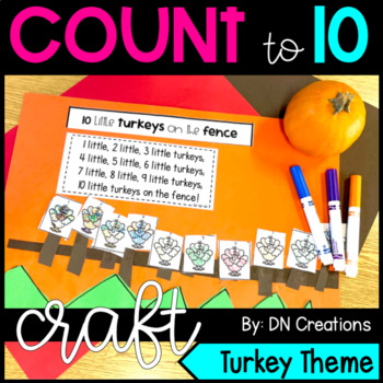 Preview of Count to 10 Turkey Craft l Thanksgiving Math Craft l