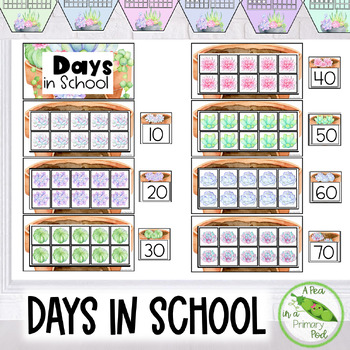 Preview of Count to 100 - Days in School - Watercolor Succulent Color Theme