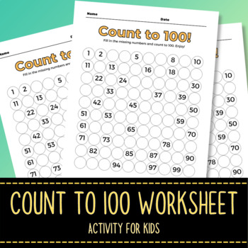 Count to 100 - Number Learning Worksheet for Kids - Math Activity Sheet