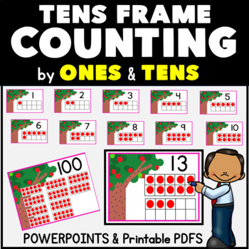 Preview of Count to 100 by ONES and TENS with TENS FRAMES Apple Tree Counting PowerPoint
