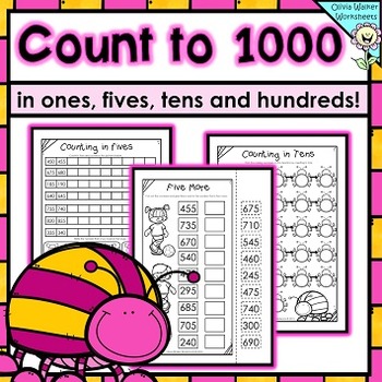 Preview of Numbers to 1000 in skip counting in ones, fives, tens, and hundreds worksheets!