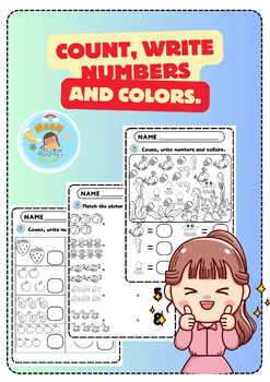Preview of Count, write numbers and colors for kids