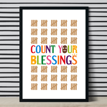Preview of Count your blessings, Christian school math classroom poster