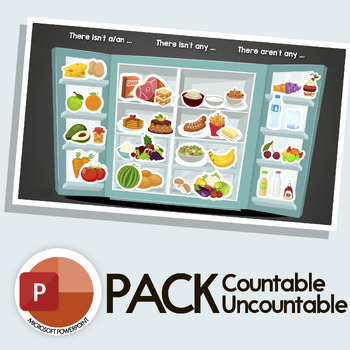 Preview of Countable & Uncountable Food PowerPoint/What's in the fridge?/What's Missing?