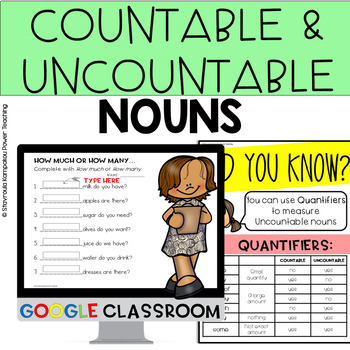 Preview of Countable and Uncountable Nouns  - Google Slides Distance Learning