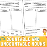 Countable and Uncountable Nouns Worksheets