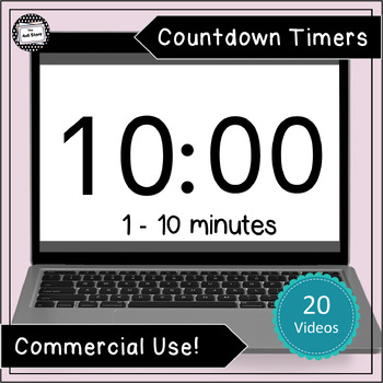 Preview of Countdown Timers 1 to 10 Minute Video Files for Personal and Commercial Use