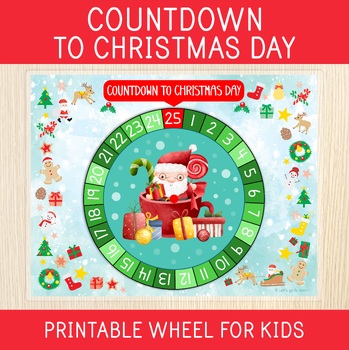 Preview of Countdown To Christmas Day Wheel, Advent Calendar, Cute Santa