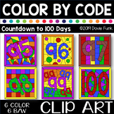 Countdown to 100 Days of School Color by Number or Code Clip Art