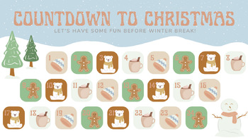 Preview of Countdown to Christmas Digital Activity *EDITABLE BY CANVA