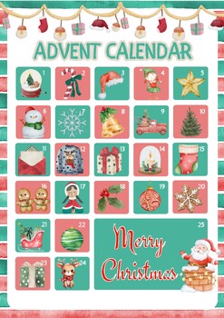 Preview of Countdown to Christmas: Festive 1-Page Advent Calendar Poster - A3 Size!