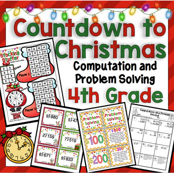Preview of 4th Grade Christmas Math: Computation & Problem Solving Countdown to Christmas