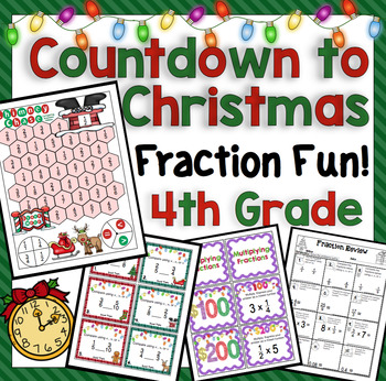 Preview of 4th Grade Christmas Math: Countdown to Christmas Fraction Activities