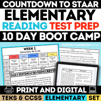 Preview of Countdown to Reading STAAR 10 Day Boot Camp Elementary ELA Test Prep 4th & 5th