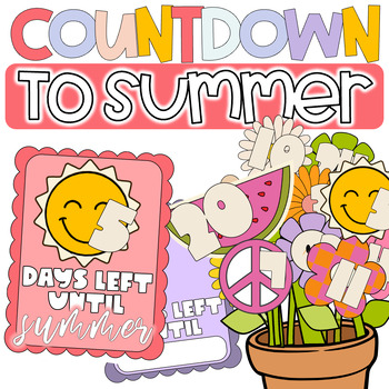 Preview of Countdown to Summer Editable Groovy End of Year Countdown Bulletin Board 90s