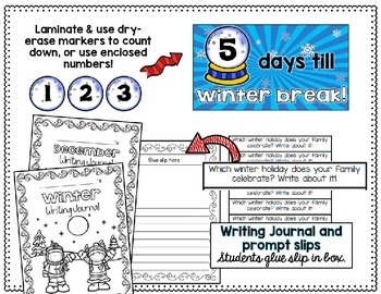 Countdown to Winter Break! Calendar with Writing Prompts & Journal