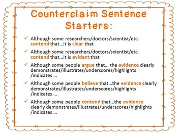 counterclaim example sentence essay